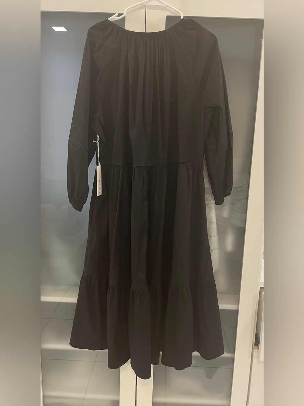 Chicos Black Tiered Button-Front Midi Dress